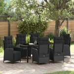 vidaXL Ensemble de salle à manger de jardin 7 pièces Noir Poly Rattan