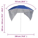 vidaXL Parasol de plage avec parois latérales bleu 215 cm