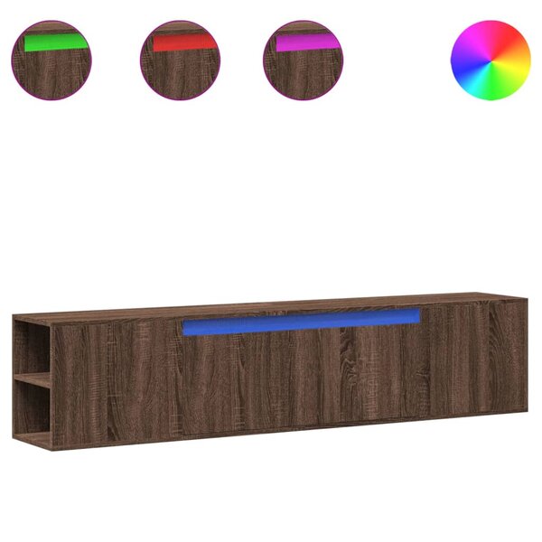 vidaXL Meuble TV mural avec LED chêne marron 180x31x39 5 cm
