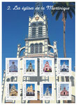 Collector 8 timbres - Les églises de Martinique - Lettre Verte