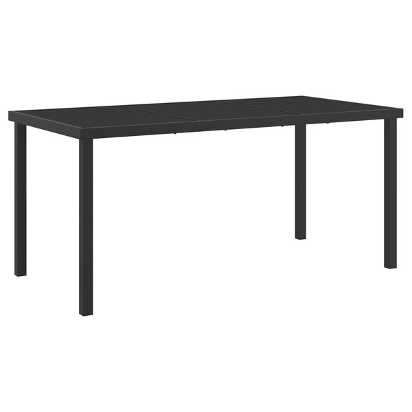 vidaXL Table de Jardin Noire 160x80x73 cm Verre Trempé