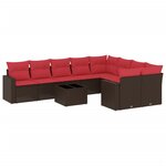 vidaXL Salon de jardin 10 Pièces avec coussins marron résine tressée