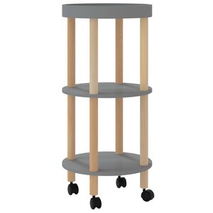 vidaXL Chariot à 3 niveaux Gris 38x38x82 cm Bois d'ingénierie et pin