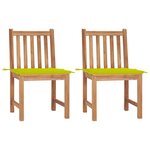 vidaXL Chaises de jardin lot de 2 avec coussins Bois de teck massif