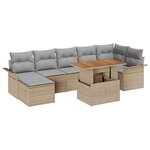 vidaXL Ensemble de canapé de jardin 8 Pièces Beige Poly rotin