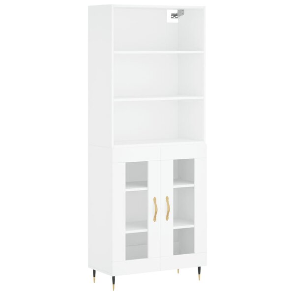 vidaXL Buffet haut Blanc 69 5x34x180 cm Bois d'ingénierie