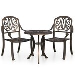 Ensemble de bistro jardin meuble extérieur terrasse 3 pièces aluminium coulé bronze 02_0013506