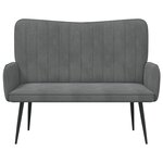 vidaXL Sofa 2 places Gris foncé 115 x 61 x 87 cm Velours