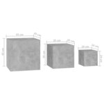 vidaXL Tables d'appoint 3 Pièces Gris béton Bois d’ingénierie