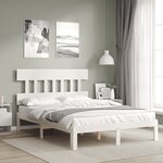 vidaXL Cadre de lit avec tête de lit blanc 140x190 cm bois massif