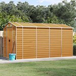 vidaXL Abri de jardin marron clair 191x385x198 cm acier galvanisé