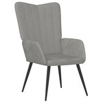 vidaXL Chaise de relaxation avec repose-pied Gris clair Velours