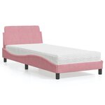 vidaXL Lit avec matelas rose 90x190 cm velours