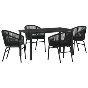 vidaXL Ensemble de salle à manger pour jardin 5 Pièces Noir
