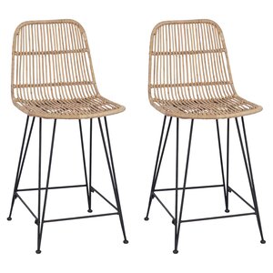 vidaXL Tabouret de bar 2 Pièces Naturel 44 x 54 x 96 cm Rattan et Acier