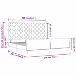 vidaXL Cadre de lit avec tête de lit Gris clair 200 x 200 cm tissu