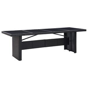 vidaXL Table de jardin Noir 240x90x74 cm Résine tressée et verre