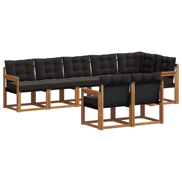 vidaXL Ensemble de canapés d'extérieur 8 pc Naturel et Noir