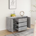 vidaXL Buffet avec 3 tiroirs Gris béton 120x41x75 cm Bois d'ingénierie