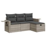 vidaXL Salon de jardin 4 Pièces avec coussins gris clair résine tressée