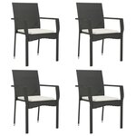 vidaXL Chaises de jardin lot de 4 avec coussins Résine tressée Noir