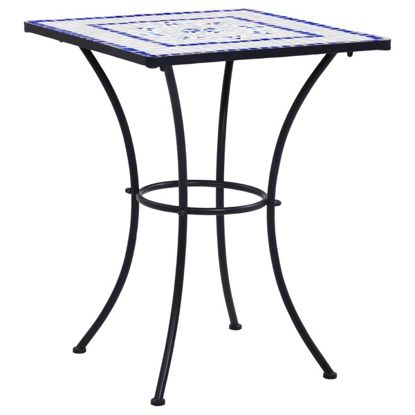 vidaXL Table de bistro mosaïque Bleu et blanc 60 cm Céramique
