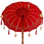 vidaXL Parasol balinais avec base Rouge 95 x 95 x 260 cm