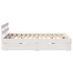 vidaXL Cadre de lit blanc avec tiroirs - 135x190 cm en bois de pin massif