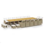 vidaXL Ensemble à manger de jardin coussins 19Pièces Beige Résine tressée