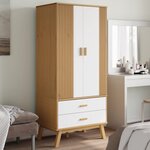 vidaXL Garde-robe OLDEN blanc et marron 76 5x53x172 cm bois massif pin