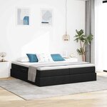 vidaXL Lit avec rangement et matelas Noir 200 x 200 cm Polyester