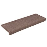 vidaXL Tapis d'escalier 15 pièces 65 x 21 x 4 cm Marron Bord rectangulaire