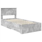 vidaXL Cadre de lit Gris béton 90 x 200 cm Bois d'ingénierie