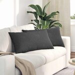 vidaXL Coussins de canapé 2 Pièces Gris foncé 80 x 40 cm