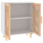 vidaXL Buffet Blanc 60x30x70 cm Bois de pin massif et rotin naturel