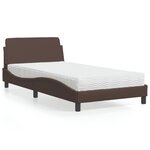 vidaXL Lit avec matelas marron 100x200 cm similicuir