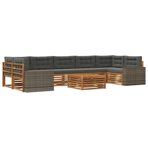 vidaXL Ensemble de canapés d'extérieur 8 pc Naturel et Anthracite