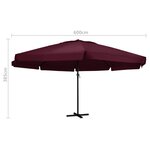 vidaXL Parasol d'extérieur avec mât en aluminium 600 cm Bordeaux