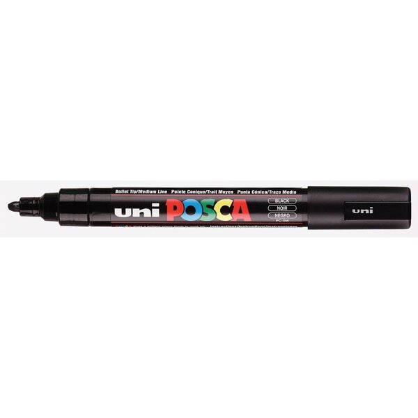 Marqueur pointe conique moyenne pc5m 1 8 - 2 5mm noir x 12 POSCA