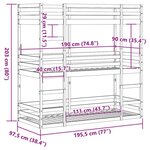 vidaXL Lit superposé triple sans matelas 90x190 cm bois de pin massif