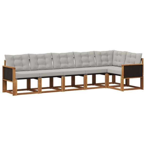 vidaXL Ensemble de canapés d'extérieur 6 Pièces Naturel et gris clair