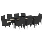 vidaXL Ensemble de salle à manger pour jardin 9 pc Noir polyrotin