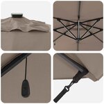 vidaXL Parasol Taupe 286 x 285 x 270 cm Aluminium