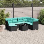 vidaXL Salon de jardin 8 Pièces avec coussins noir résine tressée