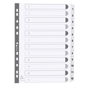 Intercalaires Imprimés À Touches Plastifiées - 12 Touches 1 À 12 - A4 - Blanc - X 25 - Exacompta