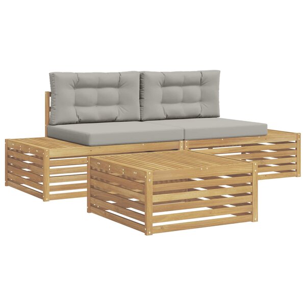 vidaXL 4 pc Ensemble de canapés d'extérieur Polyester Blanc