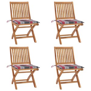 vidaXL Chaises pliables de jardin avec coussins lot de 4 Teck solide