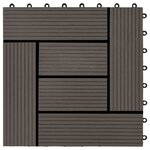 vidaXL Carreau de terrasse 11 Pièces WPC 30 x 30 cm 1 m² Marron foncé