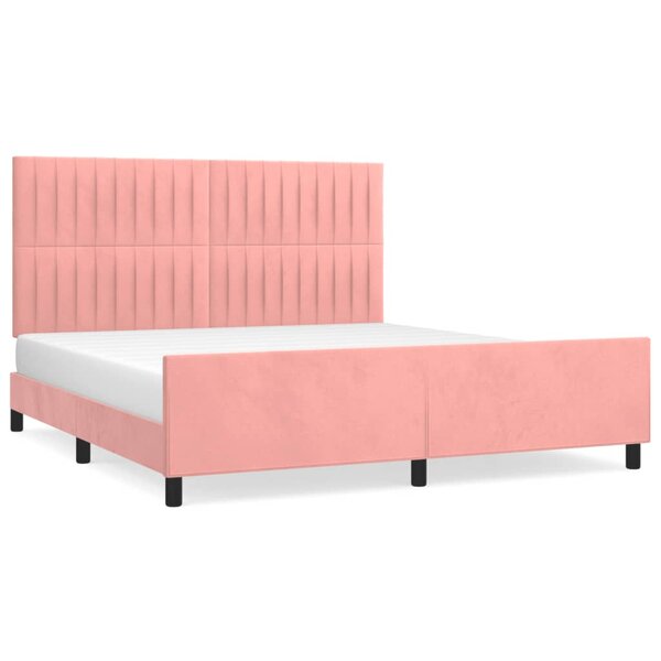 vidaXL Cadre de lit avec tête de lit Rose 180x200 cm Velours
