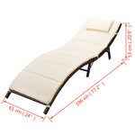 vidaXL Chaise longue pliable avec coussin Résine tressée Marron